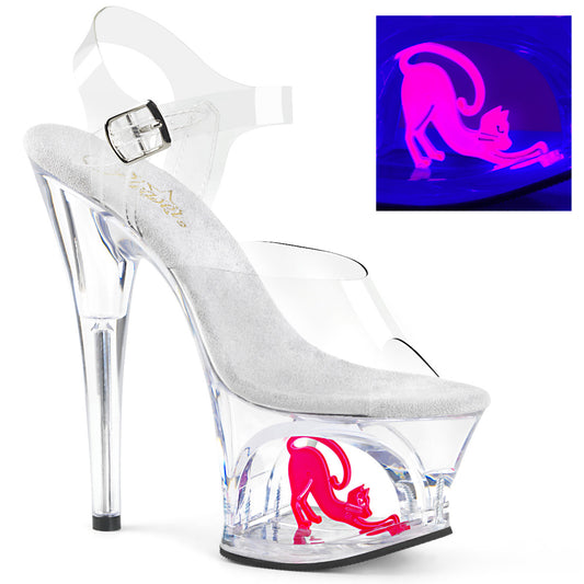 Pleaser Damen Sandalen MOON-708cat CLR / CLR-Neon Pink