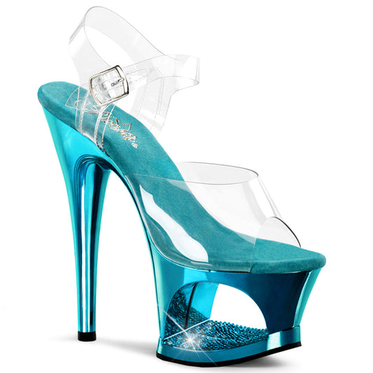 Pleaser Damen Sandalen MOON-708DMCH CLR / TURQUOISE Chrome
