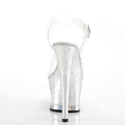 Pleaser Damen Sandalen MOON-708HB CLR / SLV-Hologramm