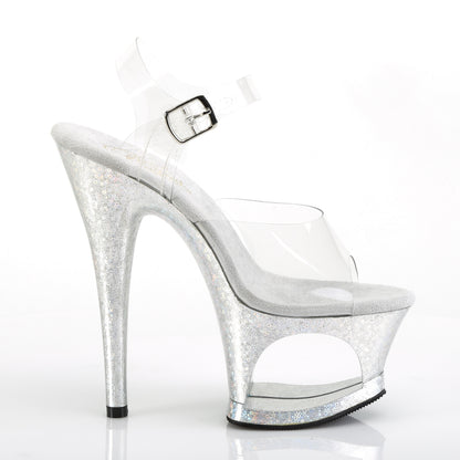 Pleaser Damen Sandalen MOON-708HB CLR / SLV-Hologramm