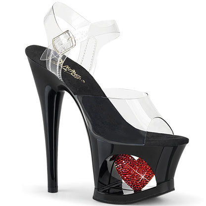 Pleaser Damen Sandalen MOON-708HRS CLR / BLK-rot