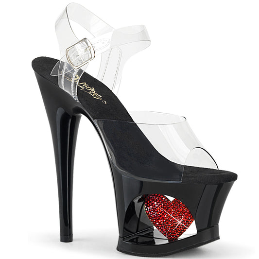 Pleaser Damen Sandalen MOON-708HRS CLR / BLK-rot