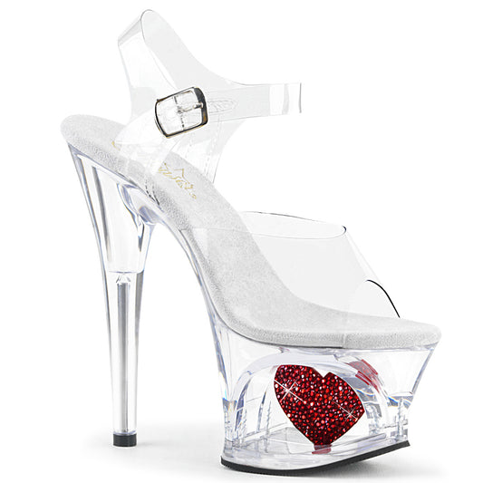 Pleaser Damen Sandalen MOON-708HRS CLR / CLR-rot