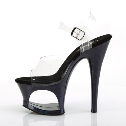 Pleaser Damen Sandalen MOON-708HSP Farbe / Midnight Blue Hologramm
