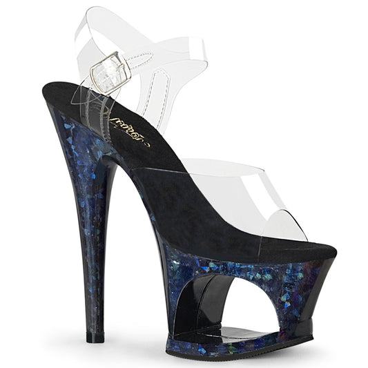 Pleaser Damen Sandalen MOON-708HSP Farbe / Midnight Blue Hologramm