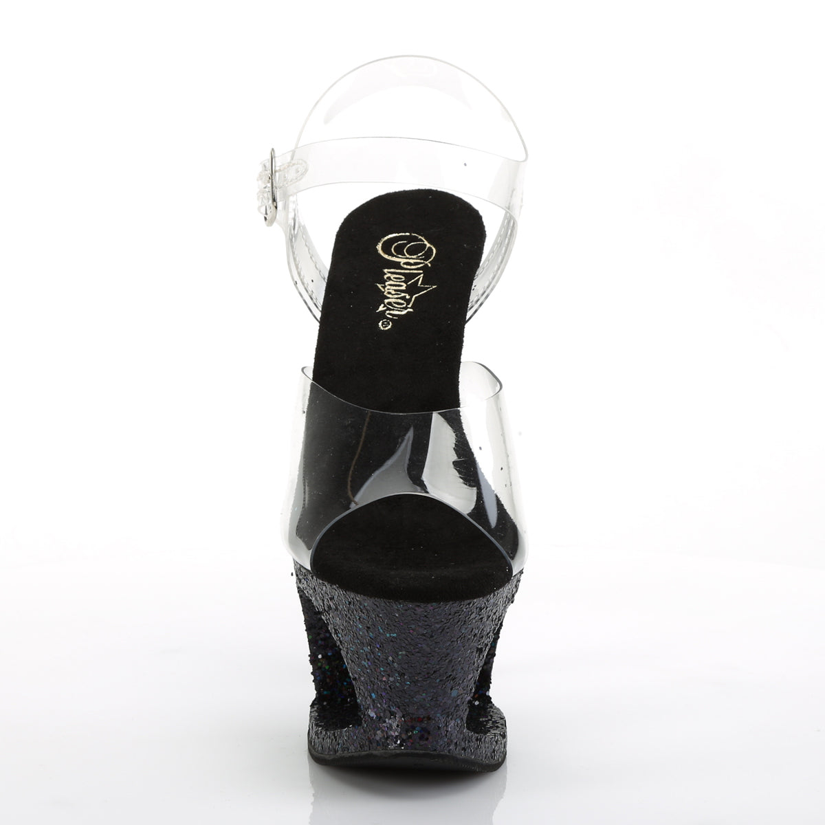 Pleaser Damen Sandalen MOON-708LG CLR / BLK Multi Glitter