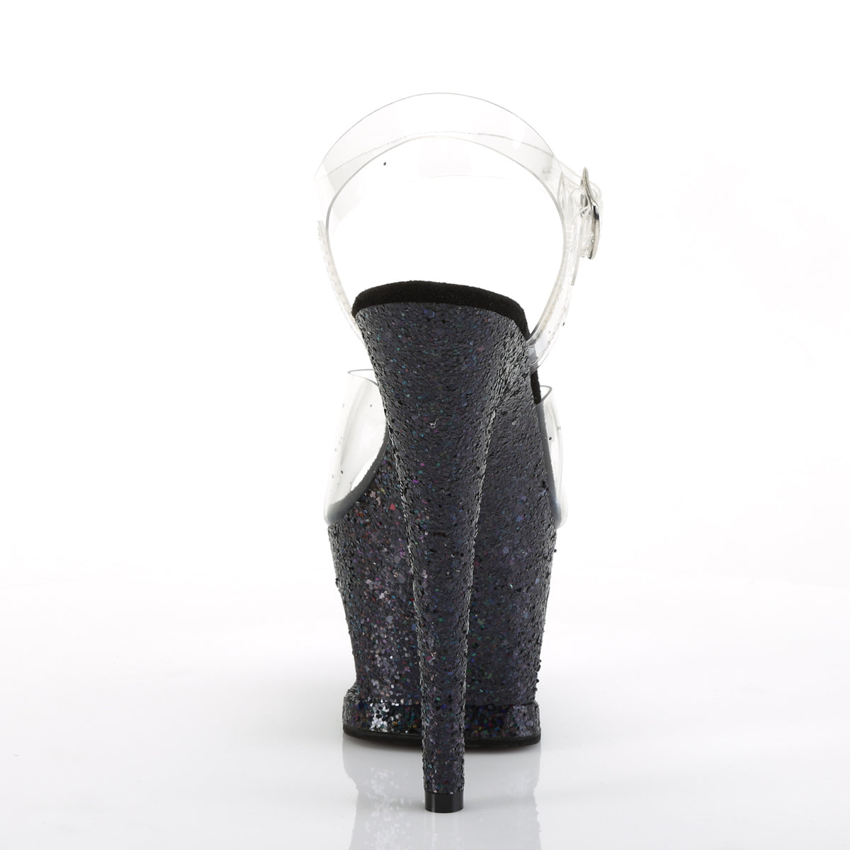 Pleaser Damen Sandalen MOON-708LG CLR / BLK Multi Glitter