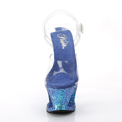 Pleaser Damen Sandalen MOON-708lg CLR / Blue Multi Glitter