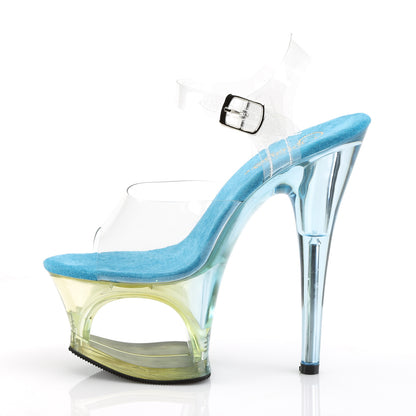 Pleaser Damen Sandalen MOON-708mct clr / lt. Blau getönt