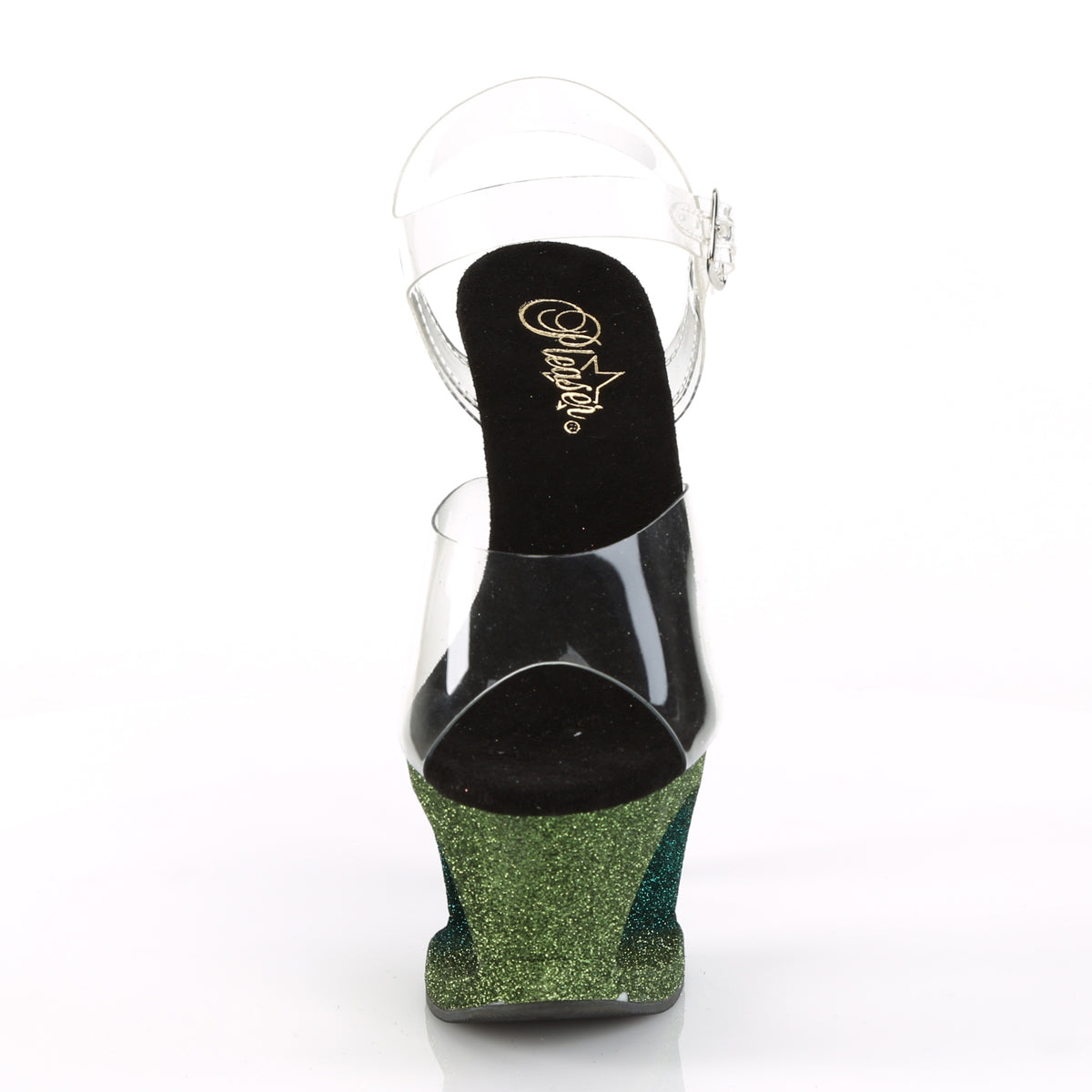 Pleaser Womens Sandals MOON-708OMBRE Clr/Emerald-Blk Ombre