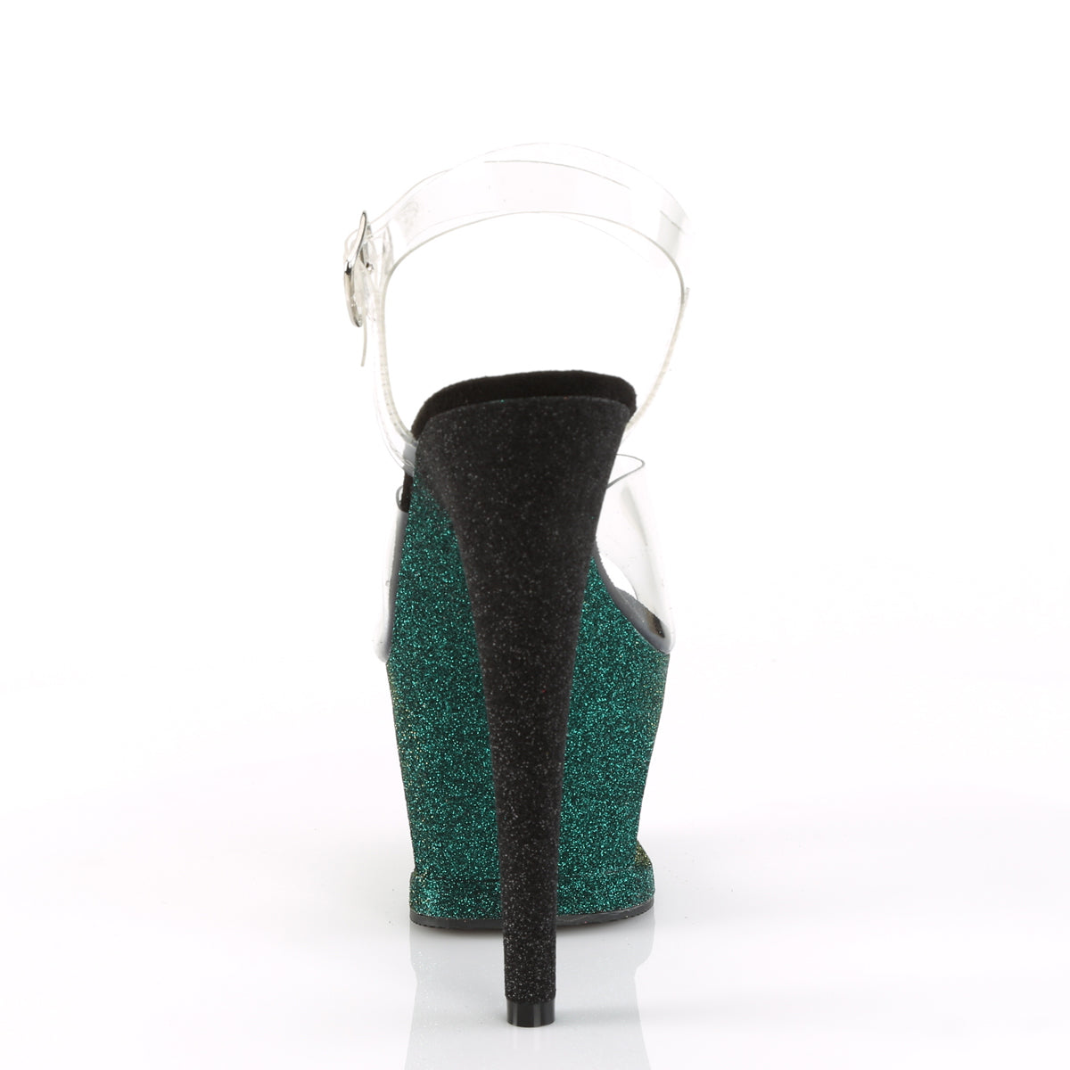 Pleaser Womens Sandals MOON-708OMBRE Clr/Emerald-Blk Ombre