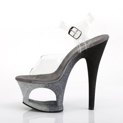 Pleaser Damen Sandalen MOON-708ombre CLR / SLV-BLK Ombre