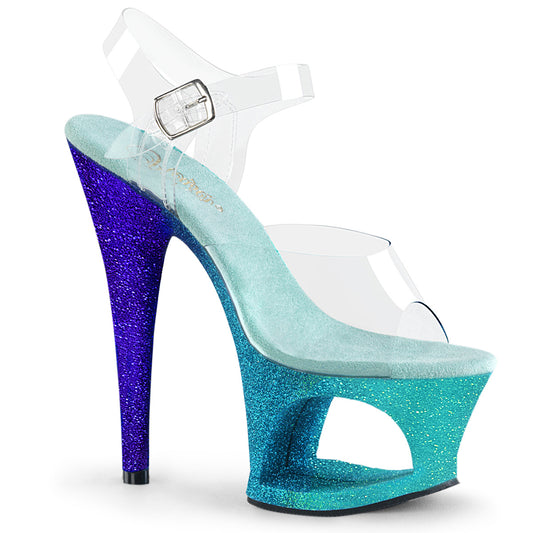 Pleaser Damen Sandalen MOON-708ombre CLR / Aqua-Blue Ombre