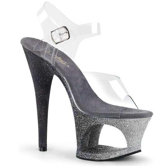 Pleaser Damen Sandalen MOON-708ombre CLR / SLV-BLK Ombre