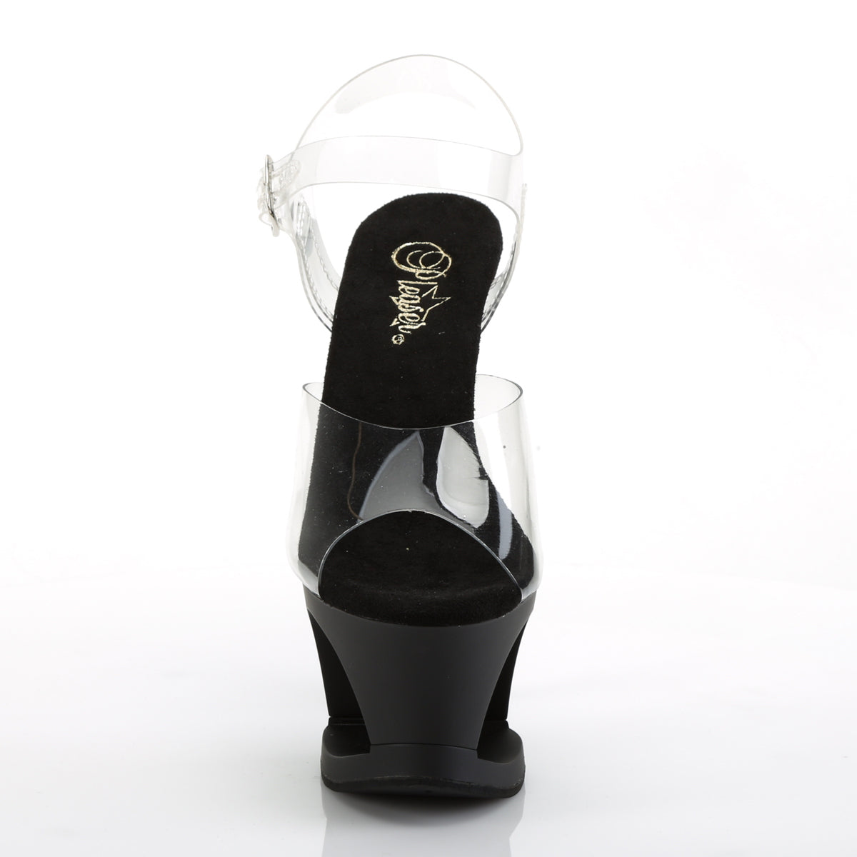Pleaser Womens Sandals MOON-708SK Clr/Blk Matte-Pewter