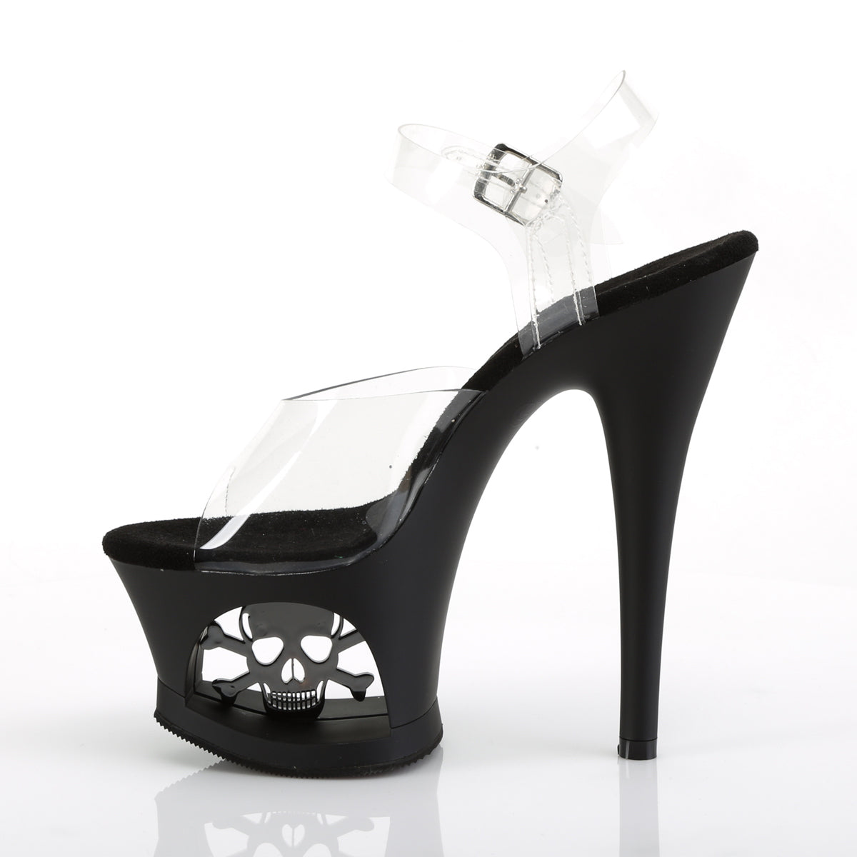 Pleaser Womens Sandals MOON-708SK Clr/Blk Matte-Pewter