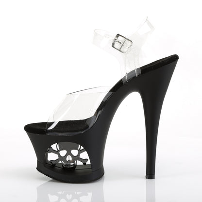 Pleaser Womens Sandals MOON-708SK Clr/Blk Matte-Pewter