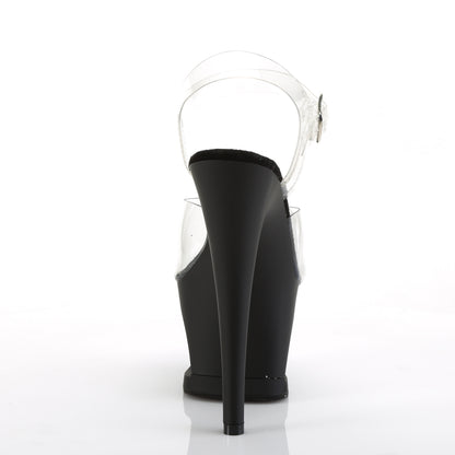 Pleaser Womens Sandals MOON-708SK Clr/Blk Matte-Pewter