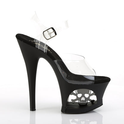 Pleaser Womens Sandals MOON-708SK Clr/Blk Matte-Pewter