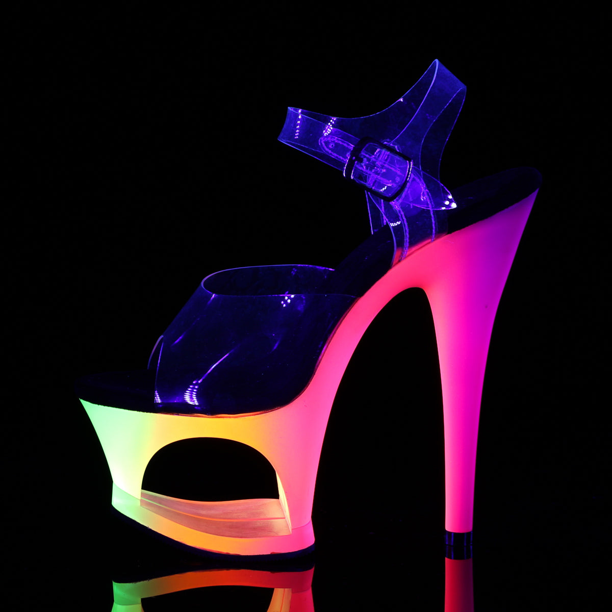 Pleaser Womens Sandals MOON-708UV Clr/Neon Multi