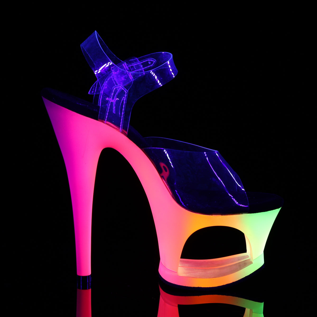 Pleaser Womens Sandals MOON-708UV Clr/Neon Multi