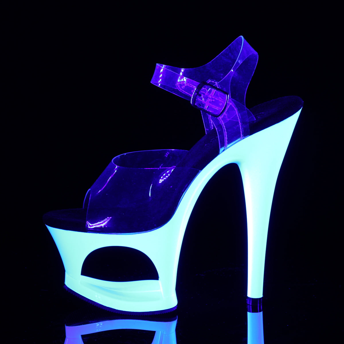 Pleaser Womens Sandals MOON-708UV Clr/Neon White