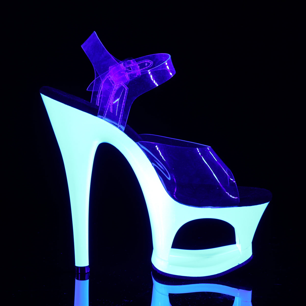 Pleaser Womens Sandals MOON-708UV Clr/Neon White