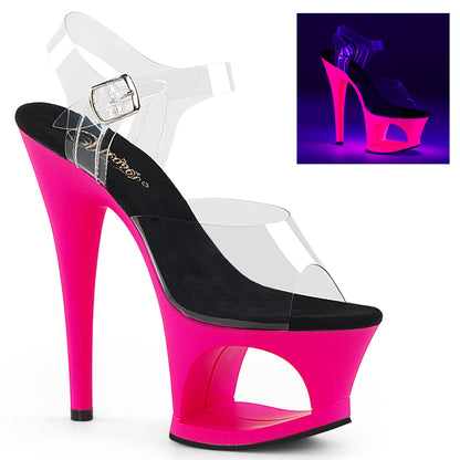 Pleaser Damen Sandalen MOON-708UV CLR / Neon H. Pink