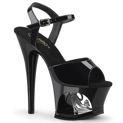 Pleaser Damen Sandalen MOON-709CAT BLK / BLK-SLV