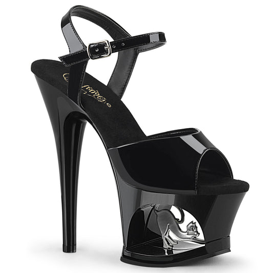 Pleaser Damen Sandalen MOON-709CAT BLK / BLK-SLV