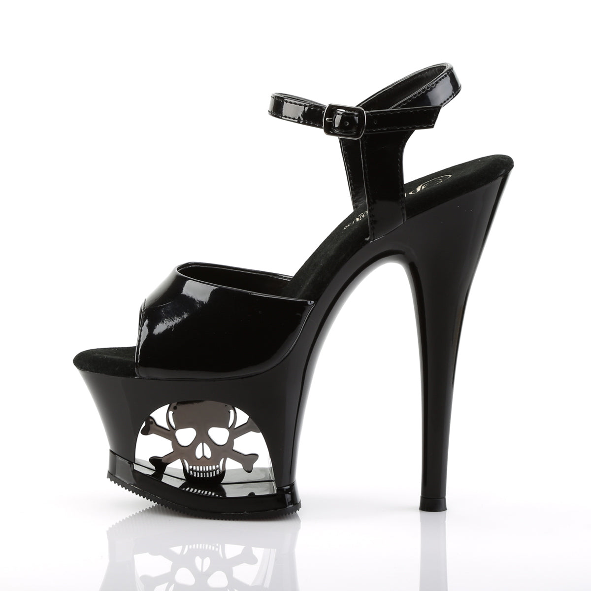 Pleaser Damen Sandalen MOON-709SK BLK / BLK-PEWTER