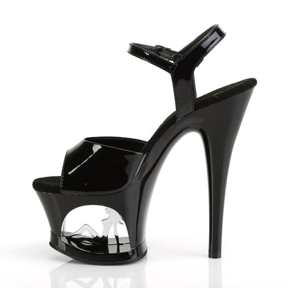Pleaser Damen Sandalen MOON-709TG BLK Pat / BLK-SLV