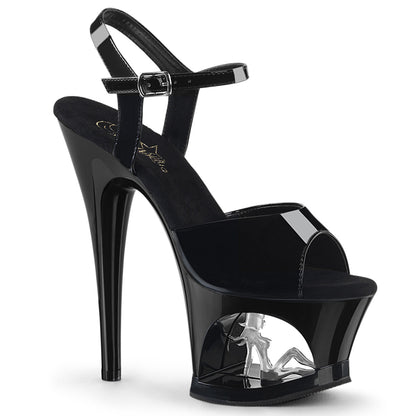 Pleaser Damen Sandalen MOON-709TG BLK Pat / BLK-SLV