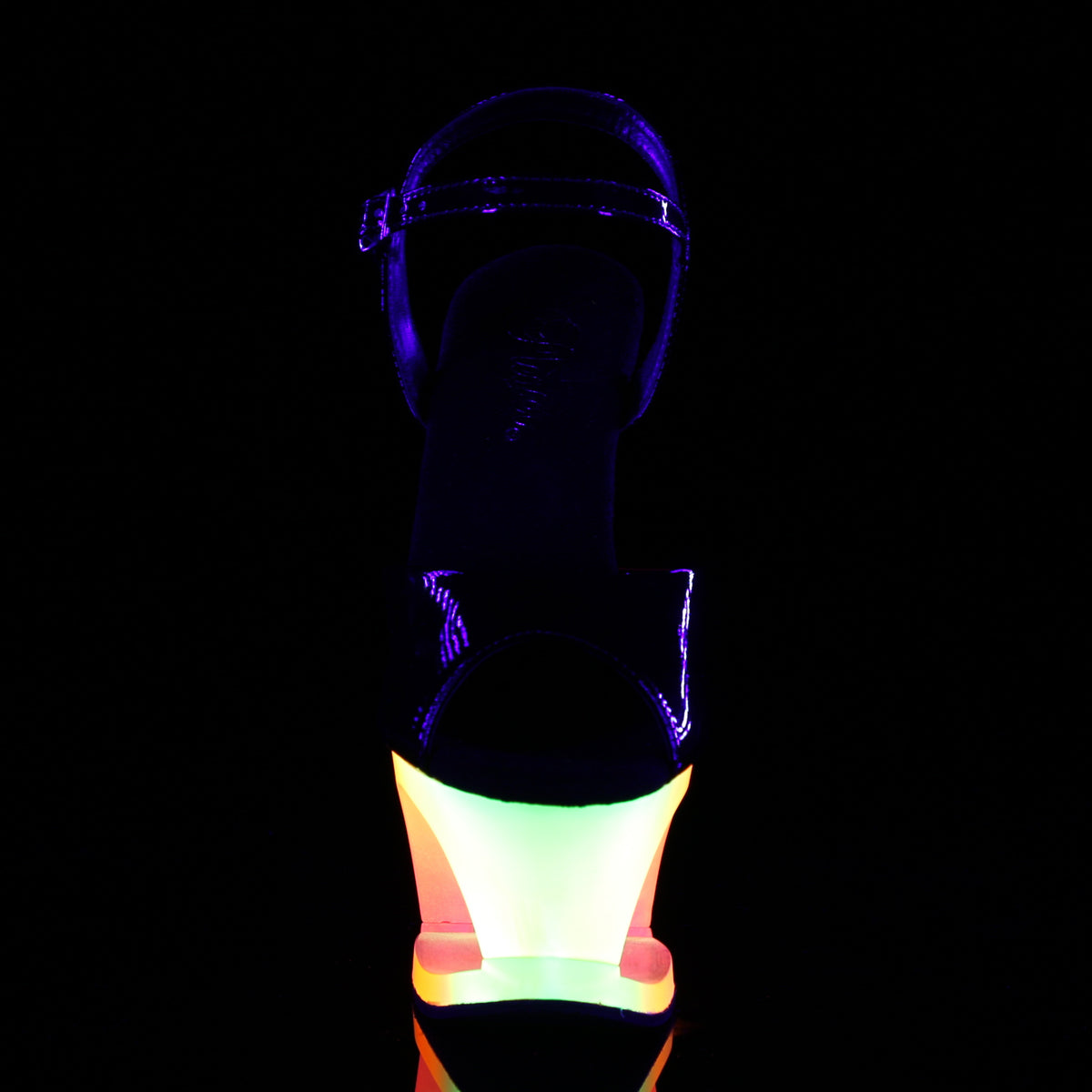 Pleaser Womens Sandals MOON-709UV Blk Pat/Neon Multi