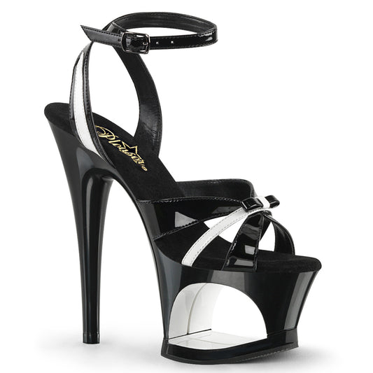Pleaser Womens Sandals MOON-728 Blk-Wht Pat/Blk