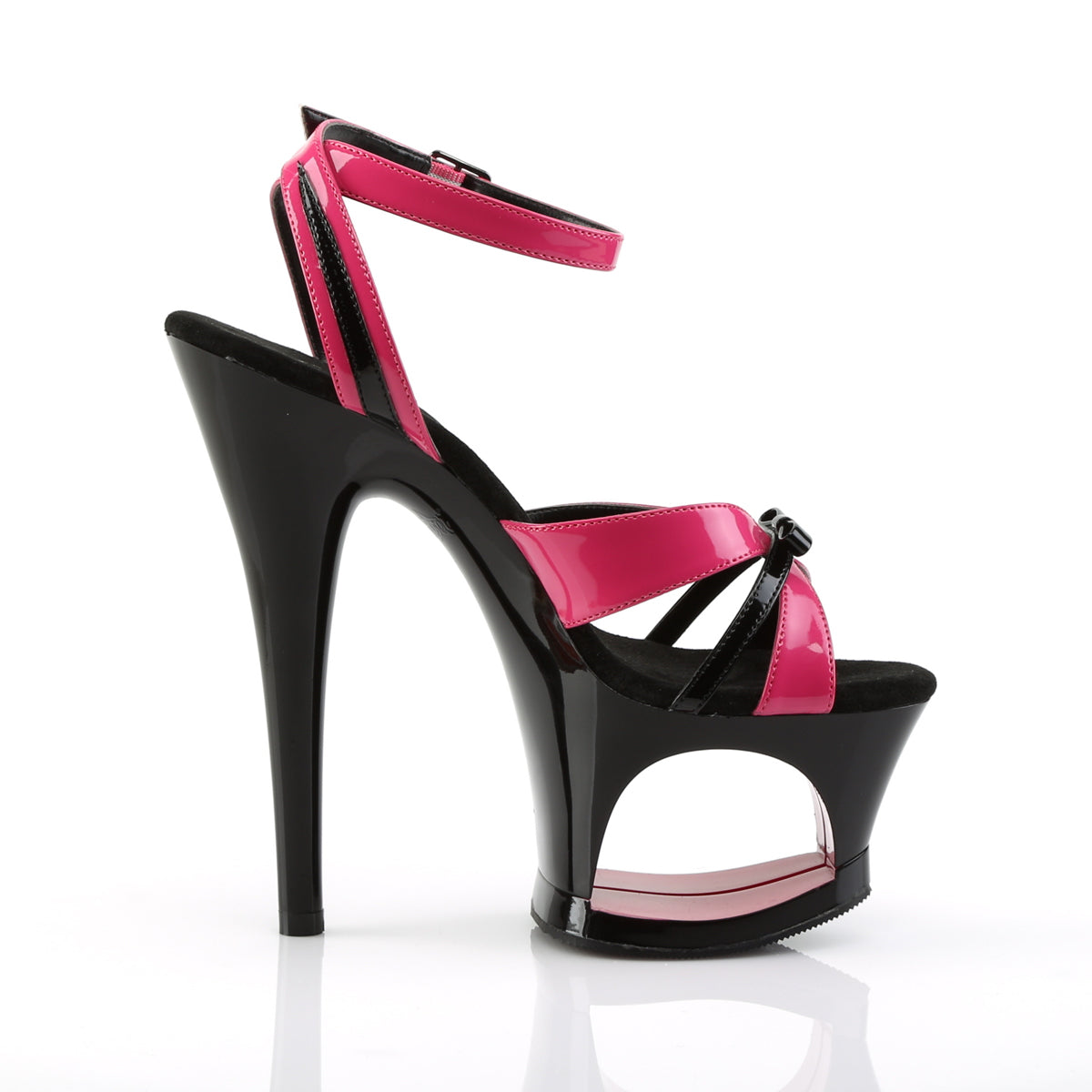 Pleaser Damen Sandalen MOON-728 H. Pink-BLK Pat / BLK