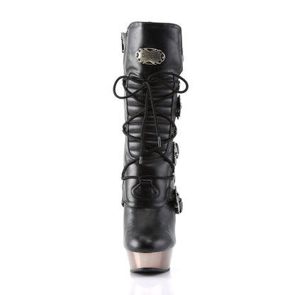 DemoniaCult Frauenstiefel MUERTO-1026 BLK Vegan Leder/Zinn Chrom