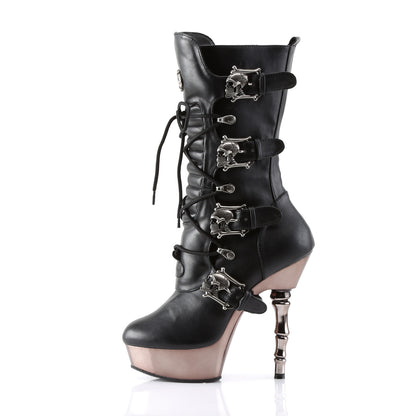 DemoniaCult Frauenstiefel MUERTO-1026 BLK Vegan Leder/Zinn Chrom