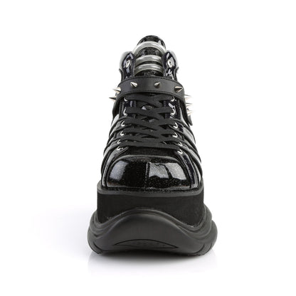 DemoniaCult Herrenstiefel NEPTUNE-100 BLK Glitter-Silver/Vegan Leder