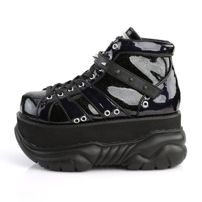 DemoniaCult Herrenstiefel NEPTUNE-100 BLK Glitter-Silver/Vegan Leder