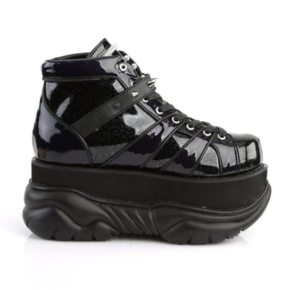 DemoniaCult Herrenstiefel NEPTUNE-100 BLK Glitter-Silver/Vegan Leder