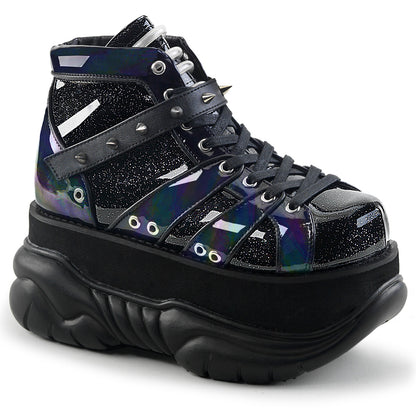DemoniaCult Herrenstiefel NEPTUNE-100 BLK Glitter-Silver/Vegan Leder