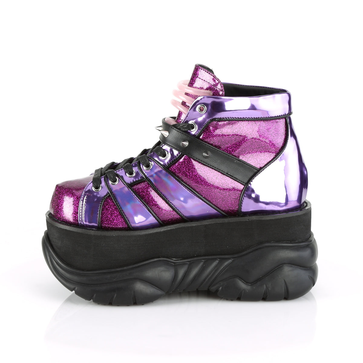 DemoniaCult Herrenstiefel NEPTUNE-100 lila Glitzer-Hologramm