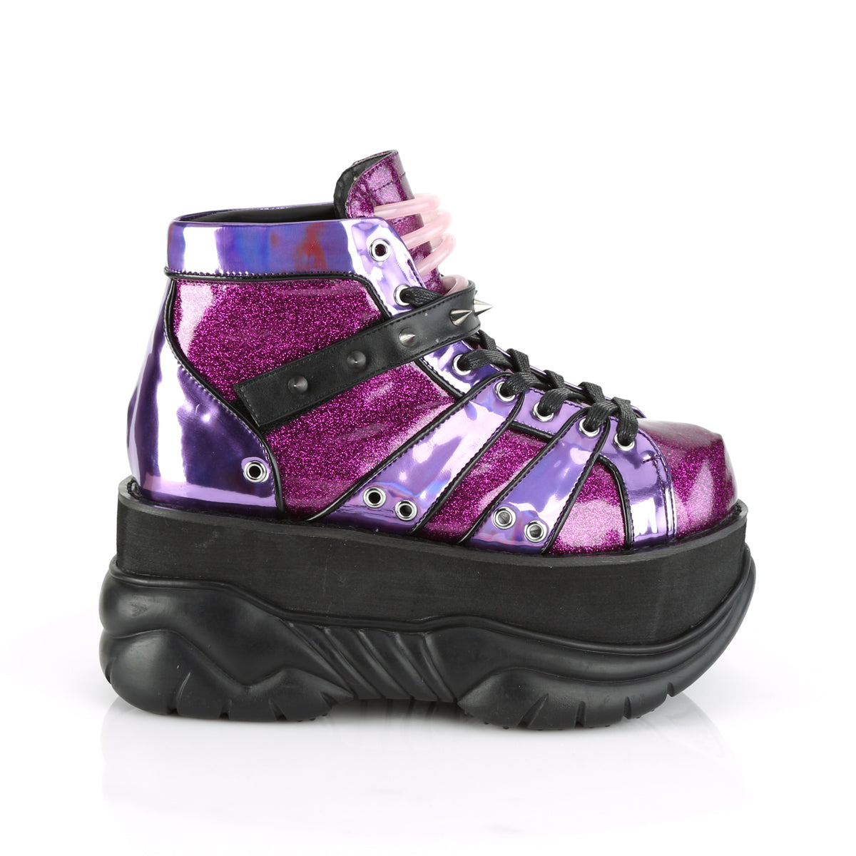 DemoniaCult Herrenstiefel NEPTUNE-100 lila Glitzer-Hologramm