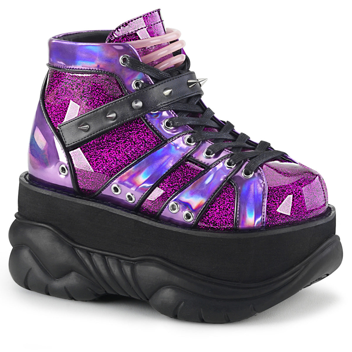 DemoniaCult Herrenstiefel NEPTUNE-100 lila Glitzer-Hologramm