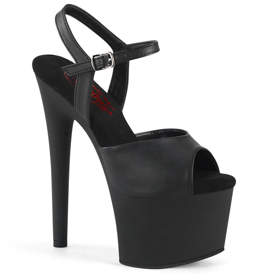 Pleaser   PASSION-709 BLK FAUX LE/BLK MATTE
