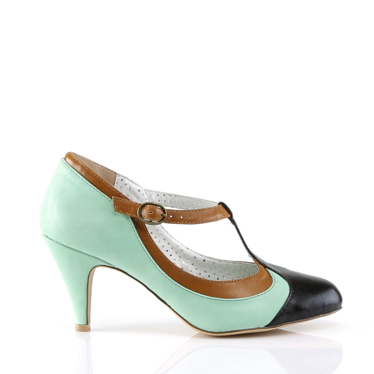 Pin Up Couture Frauenpumpen PEACH-03 Mint Multi-Faux-Leder