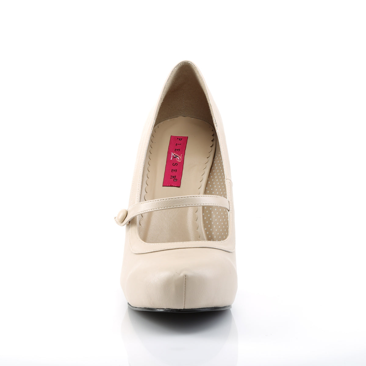Pleaser Pink Label Womens Pumps PINUP-01 Cream Faux Leather