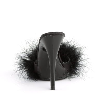 Fabulicious Damen Sandalen POISE-501f BLK Satin-Marabou-Fell / BLK