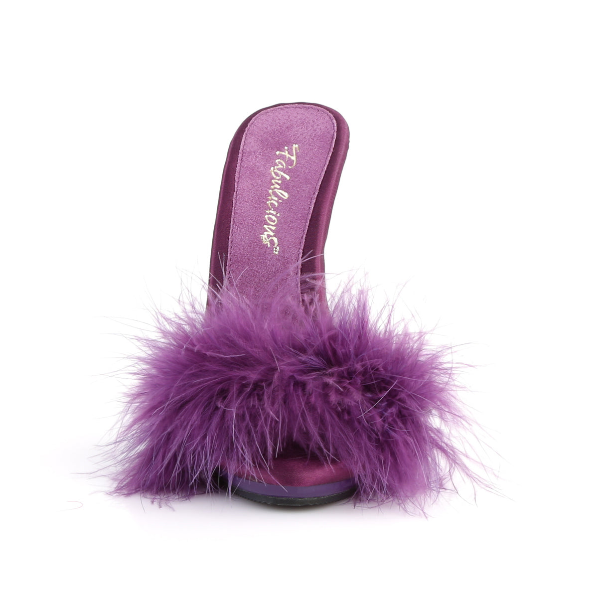 Fabulicious Damen Sandalen POISE-501f lila Satin-Marabou-Pelz / Lila